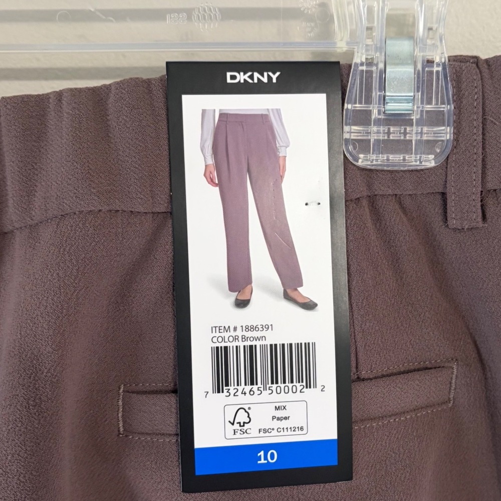 DKNY Womens Mauve Brown Pleated Wide Leg Dress Pants Size 10 New - Picture 12 of 13